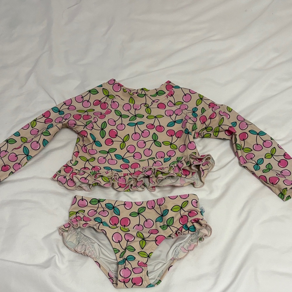 Posh Peanut Pink Cherry Kids Rashguard Set